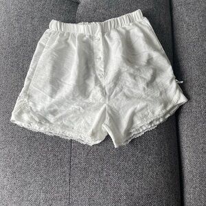 White lace edge shorts